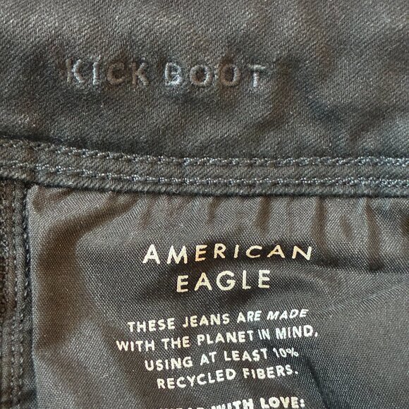 American Eagle Kick Boot Stretch Black Jeans Pants - Picture 4 of 11